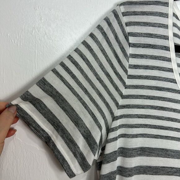 Vince Striped White And Gray Short Sleeve T-shirt Size L - Picture 3 of 7